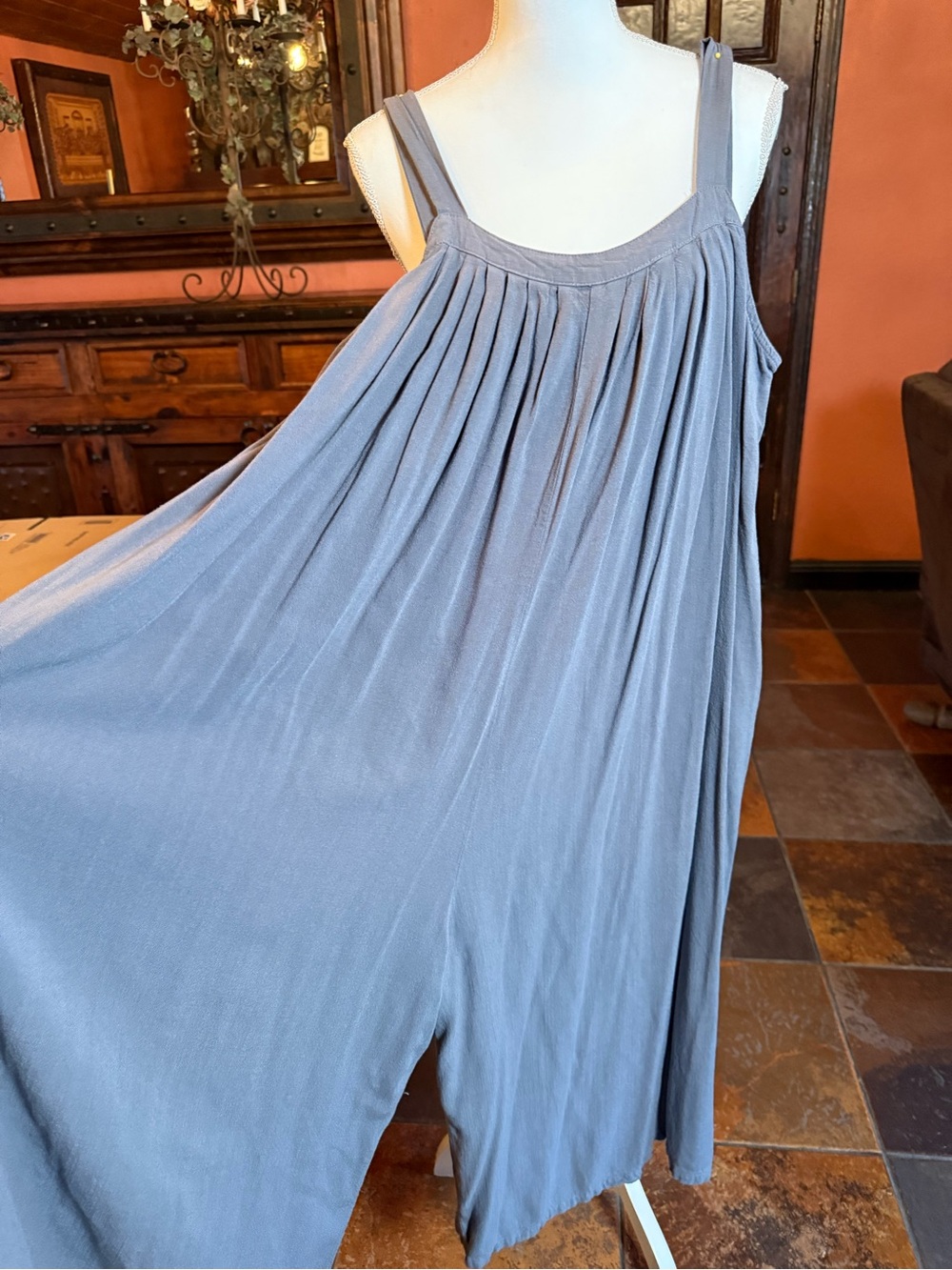 Light Gray Wide-Leg Jumpsuit with Spaghetti Straps - Picture 8 of 8
